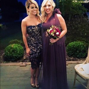 Lace bustier Olivaceous navy knee length dress